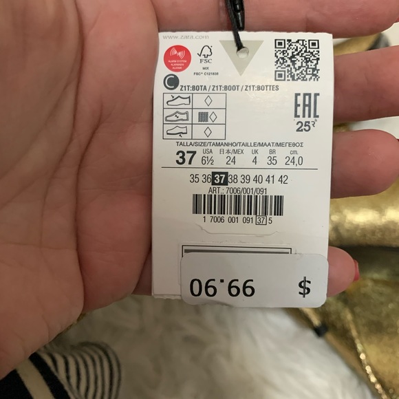 ZARA Metallic Kitten Heel Boot 6.5 7.5 - Picture 7 of 8